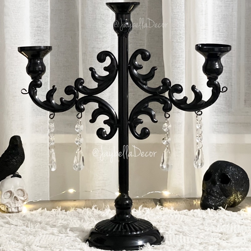 3 candle Gothic Candelabra for Halloween Decor